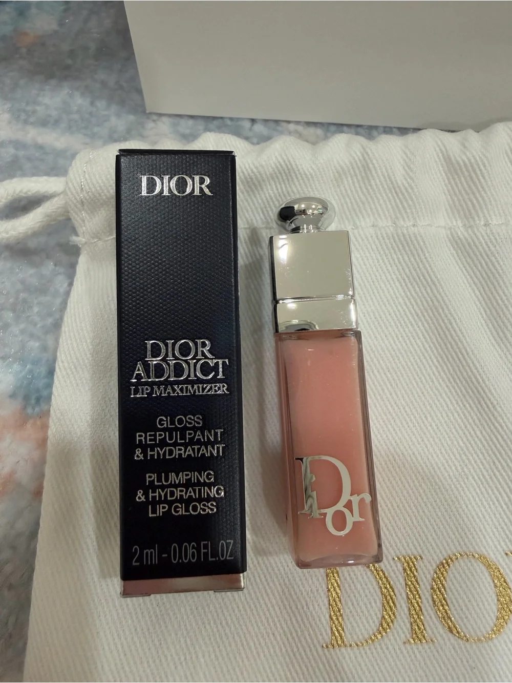 Dior Travel Size Addict Lip Maximizer Gloss — Nude Pink with Packaging